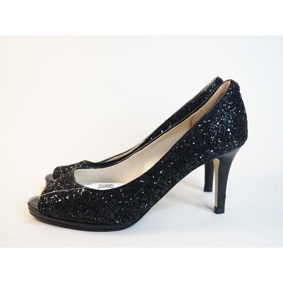 Cole Haan Black Glitter Peep Toe Heels Pumps Grand OS Signature, Size 5.5 (US) - Picture 3 of 12
